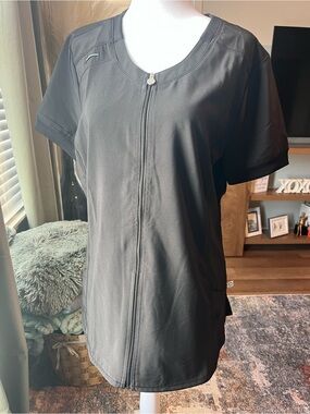 Black Zip-Front women’s scrub jacket, Cherokee Infinity medium